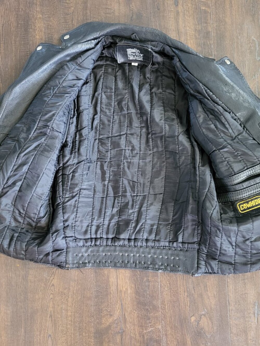 Vintage Prime Parts USA Heavy Leather Motorcycle Jacket Mens Size 36 Moto Guzzi - Picture 3 of 12